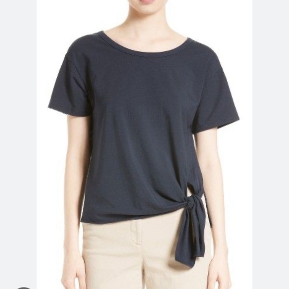 Theory | Dorotea Side Tie T-Shirt Top Ranmire Knit Black Small NWT - Picture 1 of 7